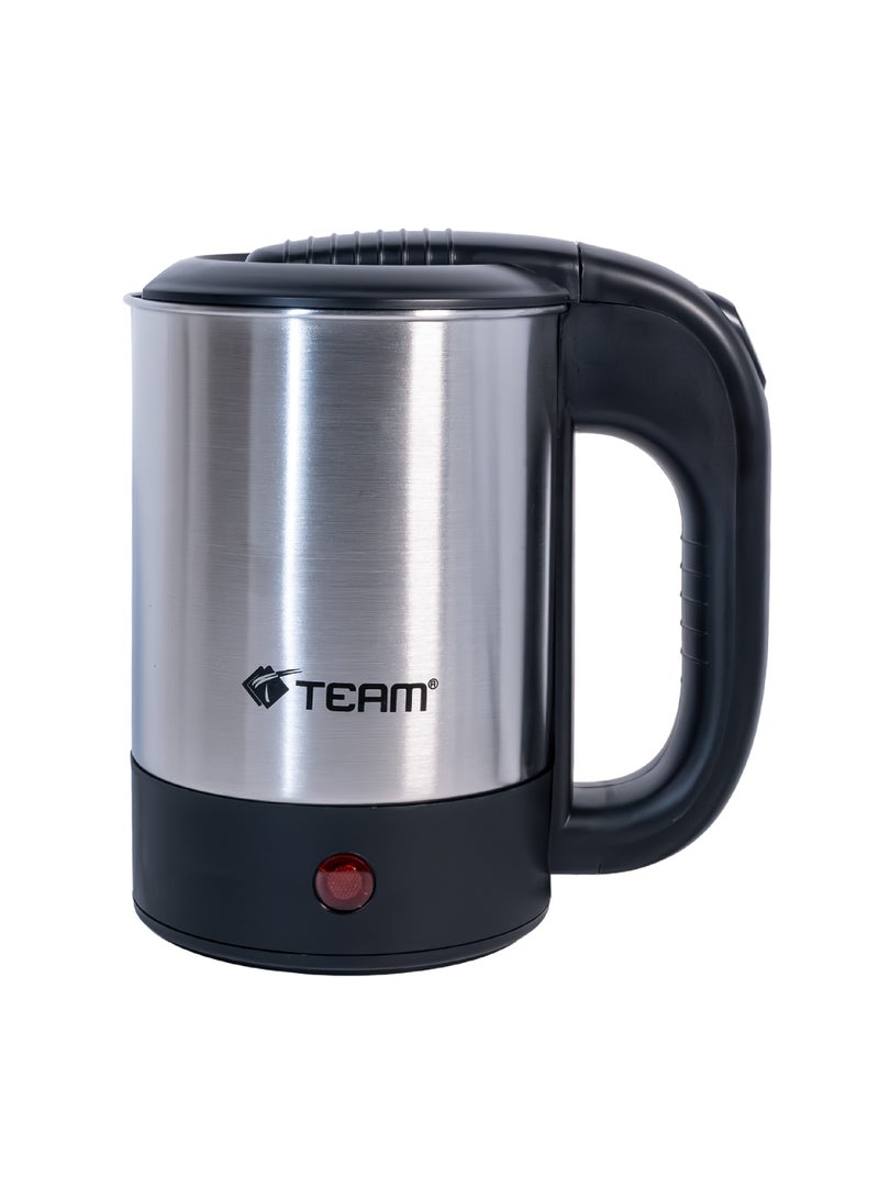 TEAM 304 Stainless Steel Electric Kettle 0.5L, Travel Portable Mini Kettle for Boiling Water | 1000W Fast Heating | Seamless Steel Body, Auto Shut‑Off, Boil Dry Protection, Thermostat Control - Image 1